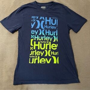 Boys Hurley Dark Blue Crew Neck Graphic Tee Size 10/12